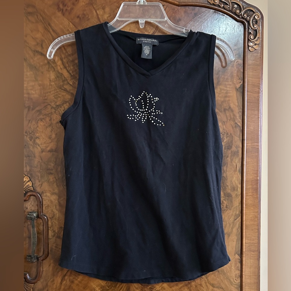 Banana Republic Y2K vintage rhinestone tank top goth grunge minimalist medium